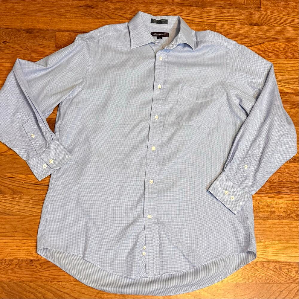 Faconnable Men’s 15.5 R 3 Blue Cotton Button Down Long Sleeve Collar Shirt Work